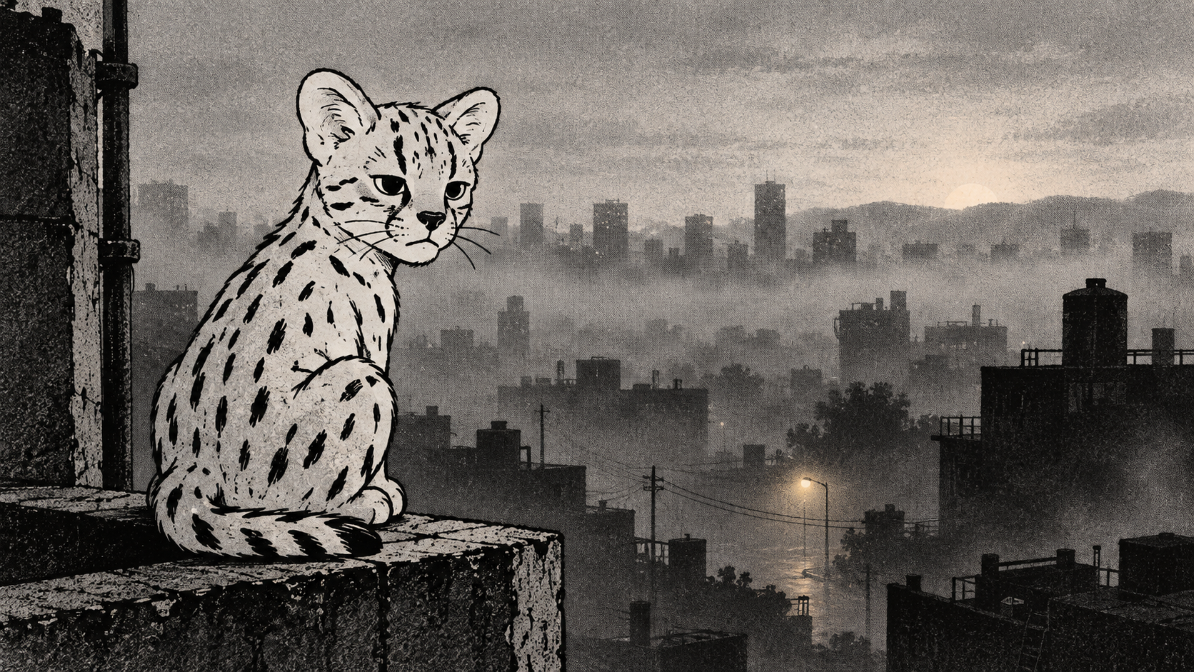 TIGRINOJAK sitting above the city before dawn